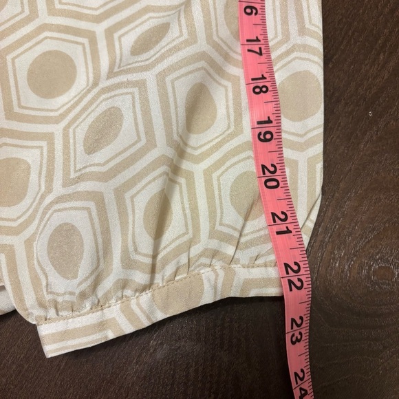 New York & Company Cream Geometric Long Sleeve Blouse - Picture 15 of 15
